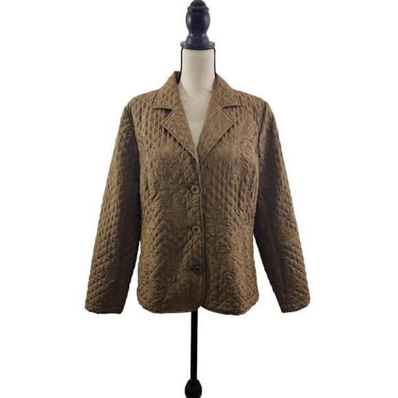 RQT Women’s Size Large Quilted Floral Embroidered Blazer Jacket - Picture 3 of 16